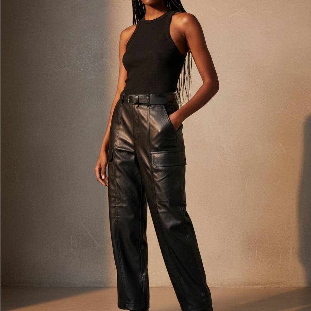 Hudson Jeans Vegan Leather Baggy Cargo Pants